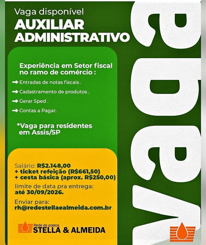 Vaga Aux Administrativo Stella E Almeida