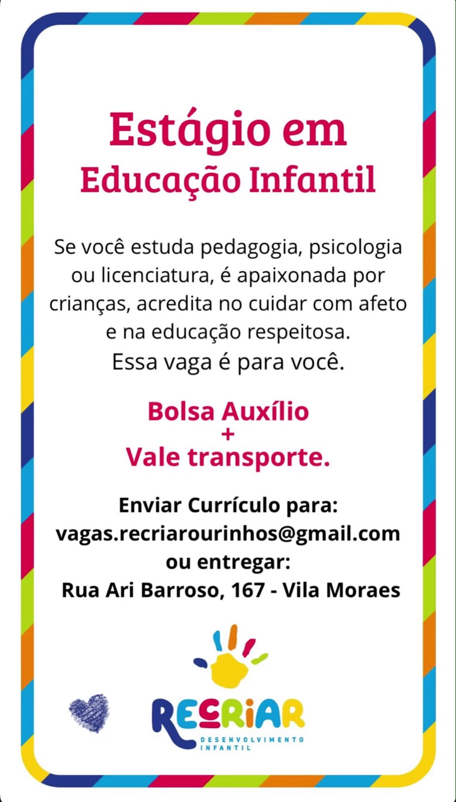 Vaga De Est&Aacute;gio Bolsa Aux + Vale Transporte